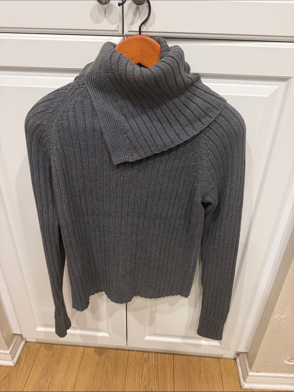 Alp N Rock Gray Ribbed Asymmetric Turtleneck Sweater